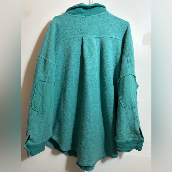 Free People Ruby Shirt Fleece Oversized Buttondown Shacket Jacket Watermelon - Picture 7 of 7